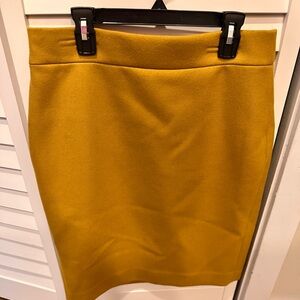 Classic J Crew wool pencil skirt, mustard color, 8p